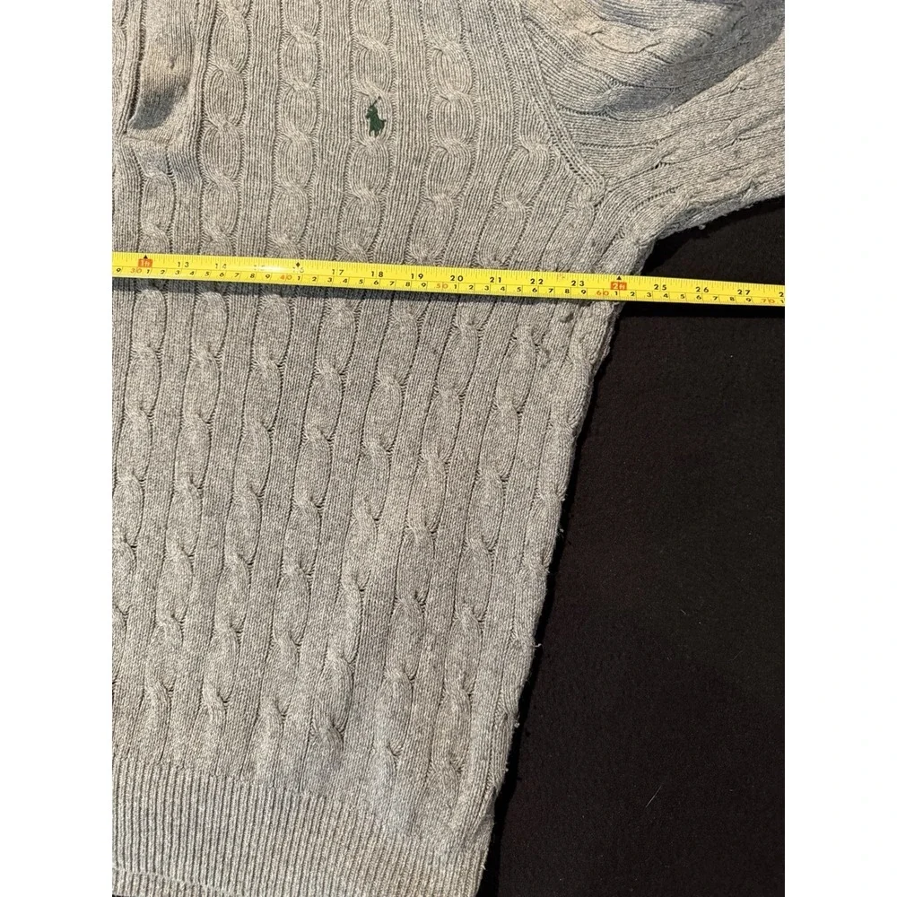 POLO RALPH LAUREN Tussah Silk Cable Knit Sweater 1/4 Button Sage Green Mens XL